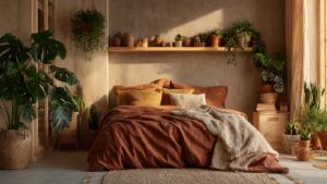 indoor plants boho bedroom monstera pothos snake plant