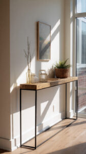marble top console table luxury entryway brass legs