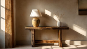 reclaimed wood console table entryway rustic authentic