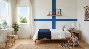 sports court stripe wall boys bedroom paint"