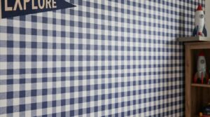 checkered accent wall boys bedroom paint idea