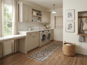Luxury Laundry Room Decor Ideas with Modern Flooring