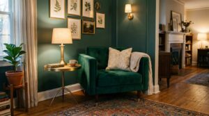 velvet accent chair neo deco living room idea"