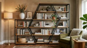 stepped shelving neo deco living room idea